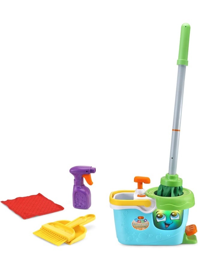 LeapFrog Clean Sweep Learning Caddy, Kids Mop and Broom Cleaning Toy Set for Ages 3-5, Blue