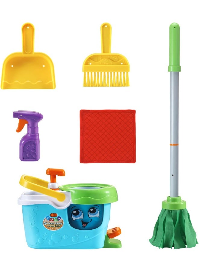 LeapFrog Clean Sweep Learning Caddy, Kids Mop and Broom Cleaning Toy Set for Ages 3-5, Blue