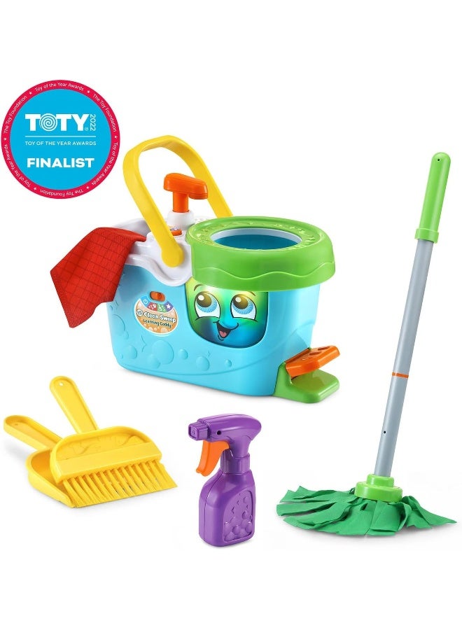 LeapFrog Clean Sweep Learning Caddy, Kids Mop and Broom Cleaning Toy Set for Ages 3-5, Blue