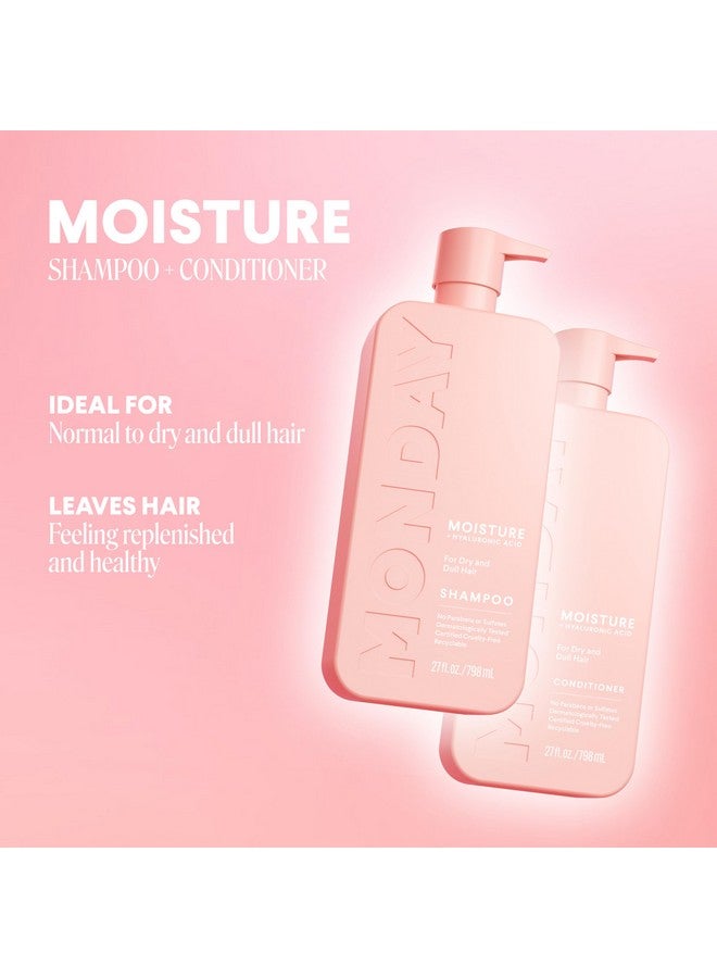 Moisture Shampoo + Conditioner Set (2 Pack) 27Oz Each Dry Coarse Stressed Coily & Curly Hair Made From Coconut Oil Rice Protein Shea Butter & Vitamin E 100% Recyclable Bottles