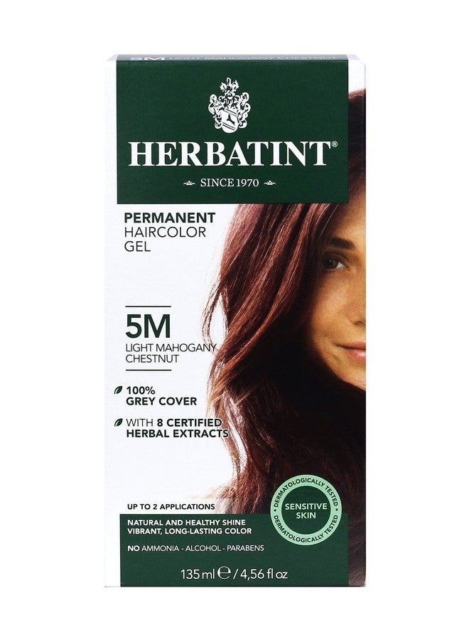 Permanent Haircolor Gel 5M Light Mahogany Chestnut Alcohol Free Vegan 100% Grey Coverage 4.56 Oz