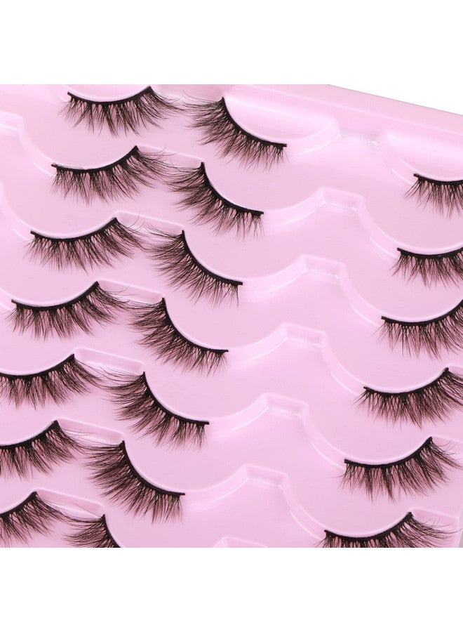 Half Lashes Mink Natural Cat Eye Wispy False Eyelashes Fluffy Volume Strip Fake Eyelashes Accent Corner 3/4 Eye Lashes Diy Cluster Faux Mink Half Eyelashes 14 Pairs Black