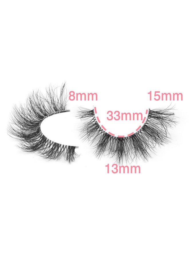 Mink Lashes With Clear Band Fluffy 15Mm 10 Pairs Cateye Lashes Natural Look False Eyelashes Pack Wispy Eyelashes Curly 3D Faux Mink Eyelashes