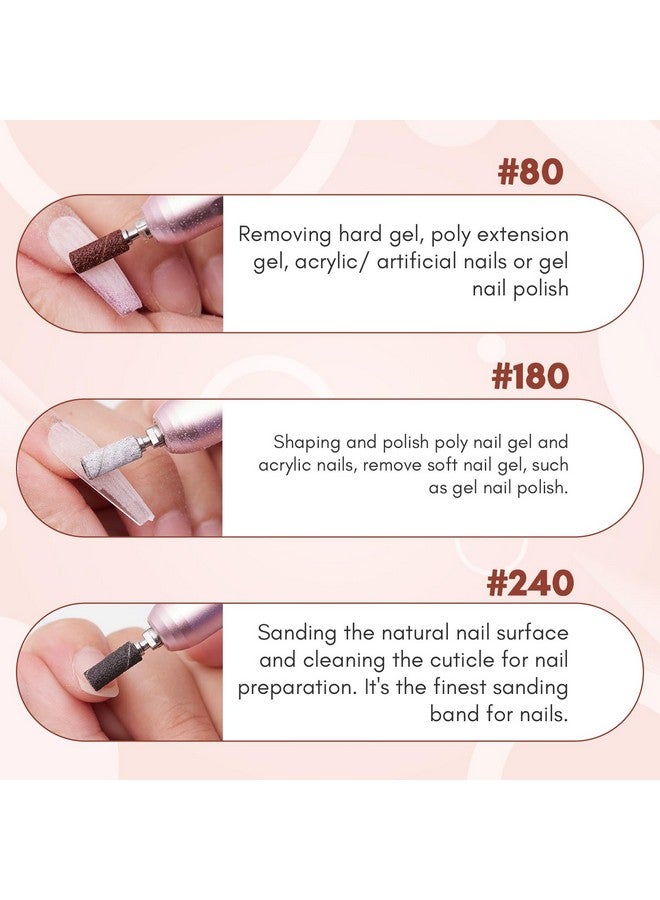 Sanding Bands For Nail Drill 50 Pcs Small Nail Sanding Files With 2023 Upgrade Design 3.1Mm Mandrel Bits 180 Medium Grits For Acrylic Nails Gel Removing Shaping Manicure Nail Salon Use