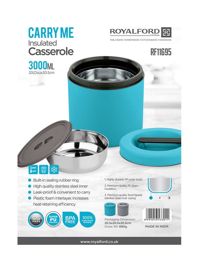 Elegant And Unique Design Multiple Containers PP Outer Body With PU Foam Insulation And Stainless Steel Inner Casting| BPA-Free Easy To Carry And Firm Twist Lock| Casserole With Lid Assorted 3000ml