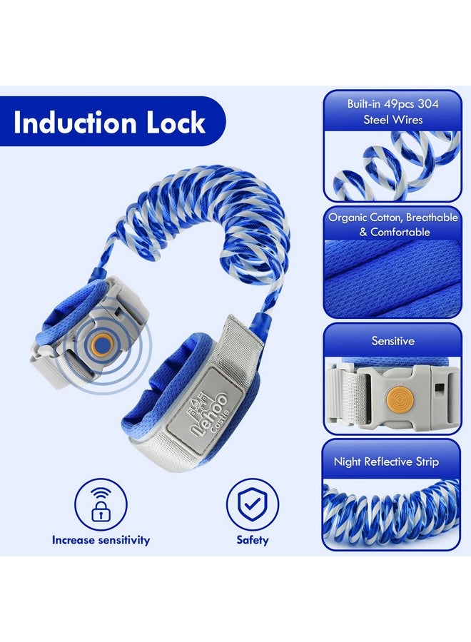 Toddler Leash, 4.9Ft Kid Leash Wrist With Induction Lock, Anti Lost Wrist Link For Toddlers, Reflective Leash For Kids, Child Leashes For Toddlers (Navy Blue)