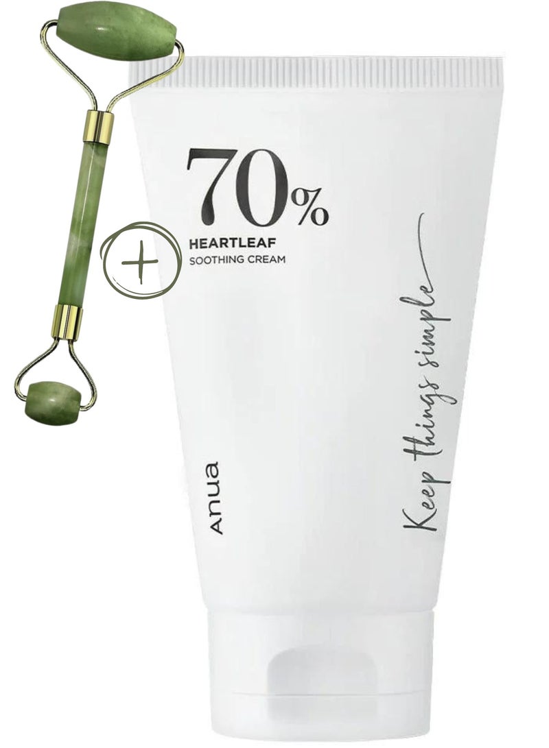 Heartleaf 70% Soothing Cream and Face Massager - Dermatologist-Tested Moisturizer with Natural Heartleaf Extract - Lightweight and Calming Formula for All Skin types - Intense Hydration 100ml