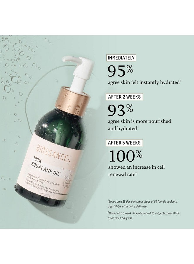 100% Squalane Oil. Sustainable Pure And Vegan Facial And Body Squalane Oil Derived From Sugarcane. Weightless And Fast Absorbing Hydration (3.3 Ounces)