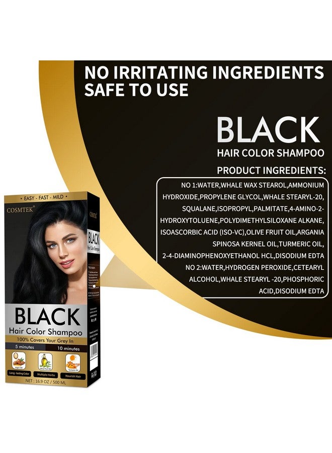 Black Hair Dye Shampoo Permanent For Men&Womenhair Color Shampoo For Gray Hair Coverage And Beard3In1 Shampoo For Color Treated Hairlasts 30 Days500Mlammoniafreenatural Herbal