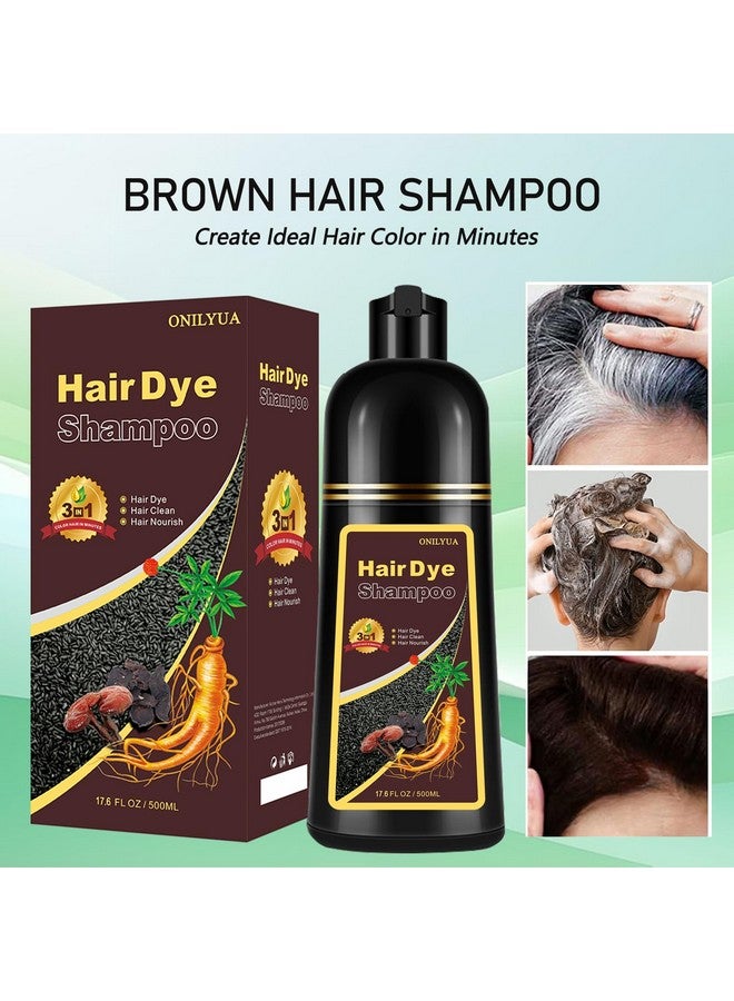 Instant Light Brown Hair Dye Shampoo 3 In 1 Herbal Hair Color Shampoo For Women Men 17.60 Fl Oz Color Shampoo Hair Dye Lasting Brown Hair Shampoo Brown Hair Dye Shampoo (Light Brown)