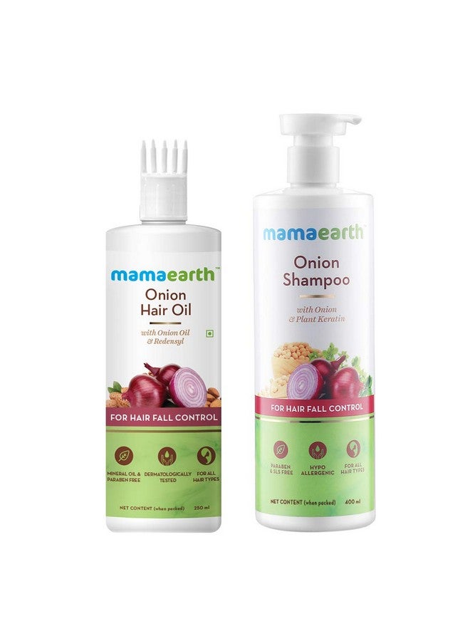 Onion Duo For Hair Fall Control: Onion Hair Oil 250 Ml + Onion Shampoo 400 Ml