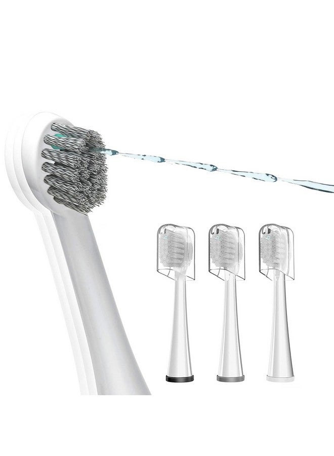 Replacement Brush Heads For Waterpick Sonic Fusion 2.0 Flossing Toothbrush With Cover, Compact, 3 Count White, Hard Bristles