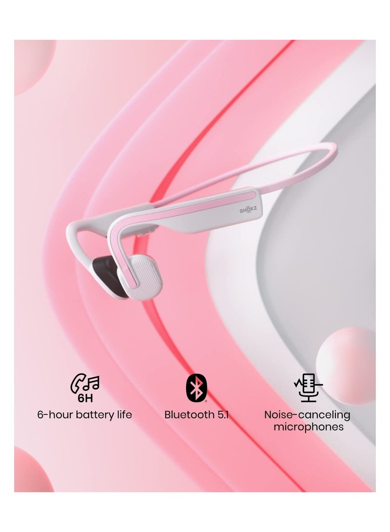 OpenMove Bluetooth Wireless Headphones with Mic, Bone Conduction Wireless Headset Pink