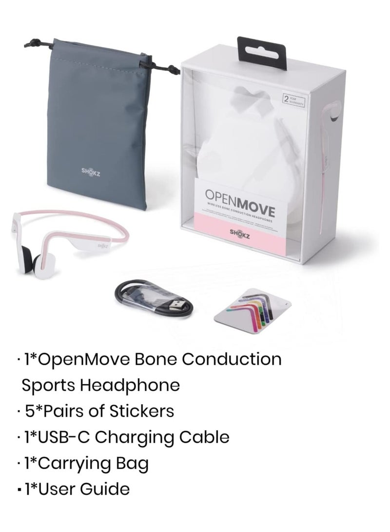 OpenMove Bluetooth Wireless Headphones with Mic, Bone Conduction Wireless Headset Pink