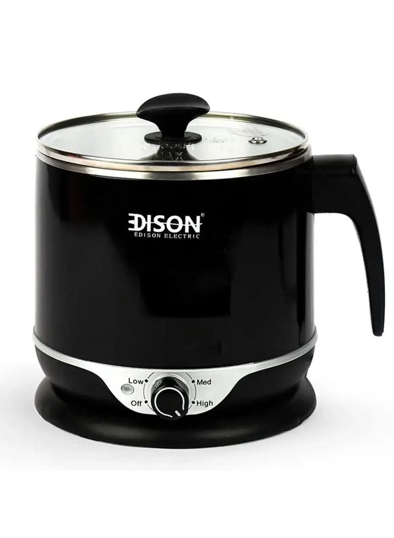 Black Electric Edison Cooking Pot 1.8 Liter 1000 Watt