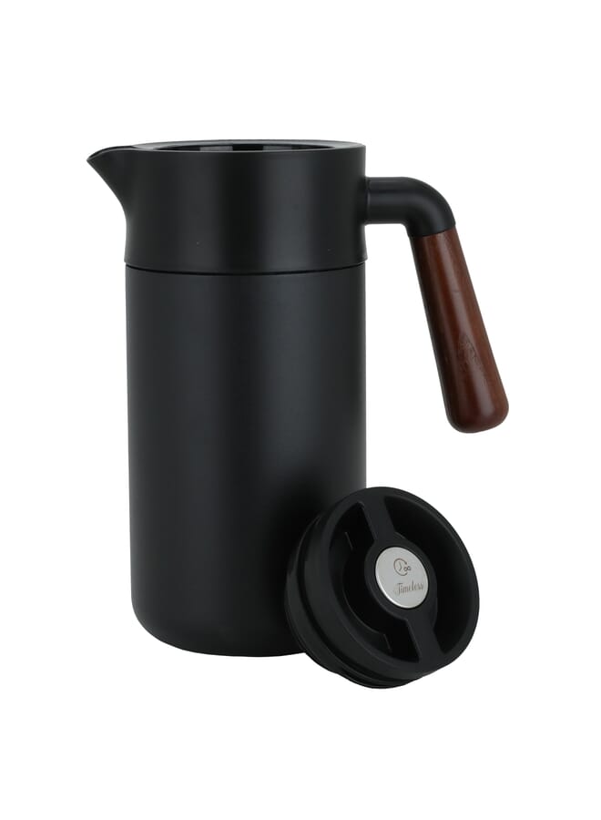 Tara Thermos Black With Wooden Handle 1.2L