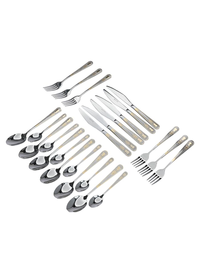 A Bag Of Silver And Gold Steel Spoons 24 Pieces