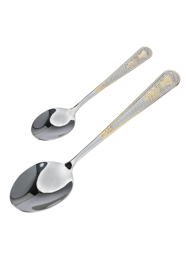 A Bag Of Silver And Gold Steel Spoons 24 Pieces