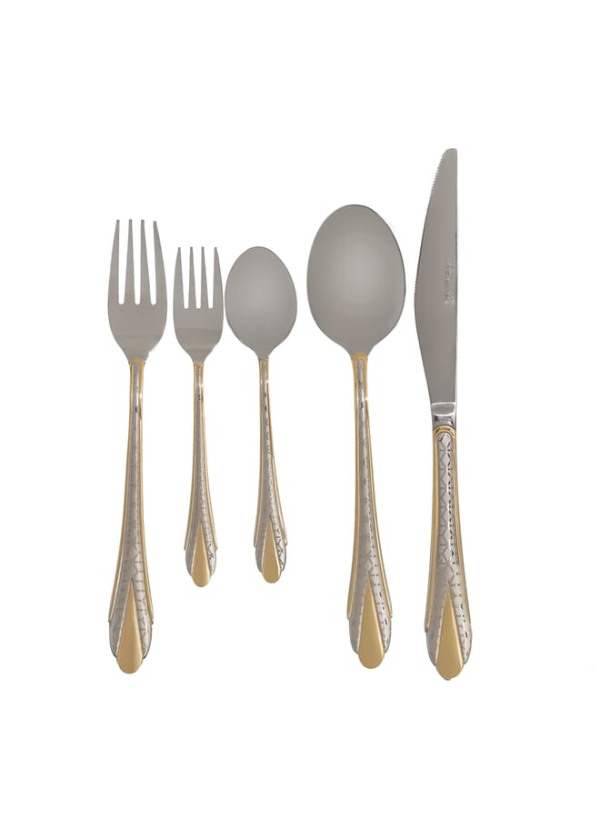 Engraved Golden Cutlery Set Of 30 Pieces