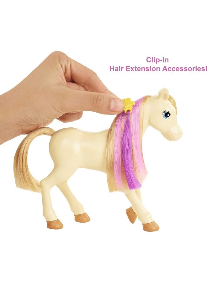 Barbie Groom 'n Care Horse Playset with Blond Doll, 2 Nodding Horses & 20+ Accessories, Style Color-Change Manes with Tool & Clips