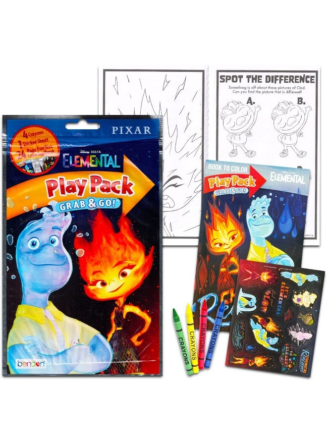 Elemental Coloring Set Activity Set with Elemental Imagine Ink, Play Pack, Stickers and More | Disney Elemental Activity Book Bundle