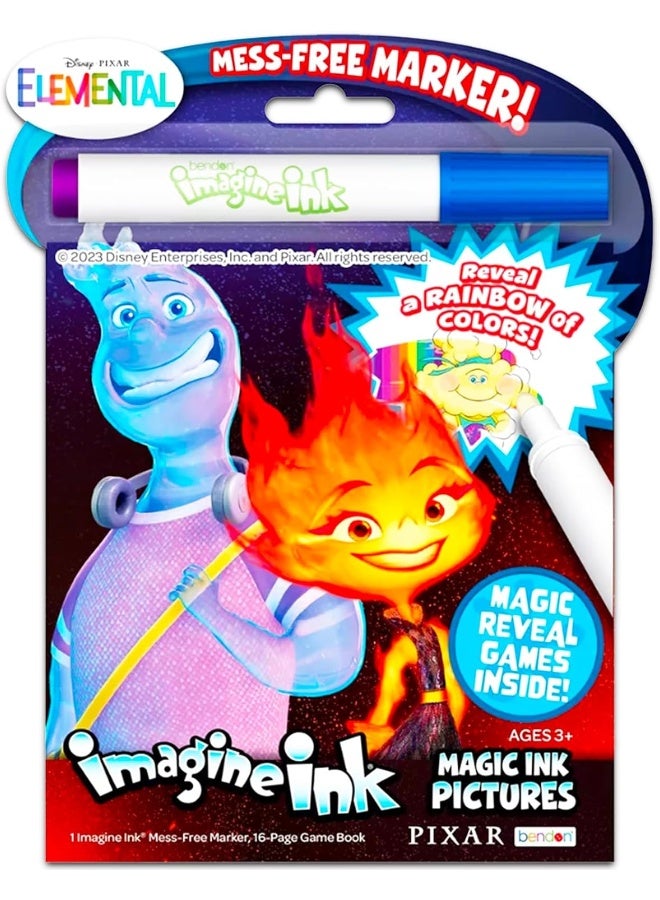 Elemental Coloring Set Activity Set with Elemental Imagine Ink, Play Pack, Stickers and More | Disney Elemental Activity Book Bundle