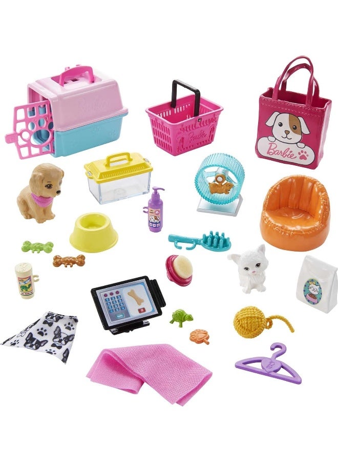 Barbie Doll and Pet Boutique Playset with 4 Pets and Accessories, for 3 to 7 Year Olds