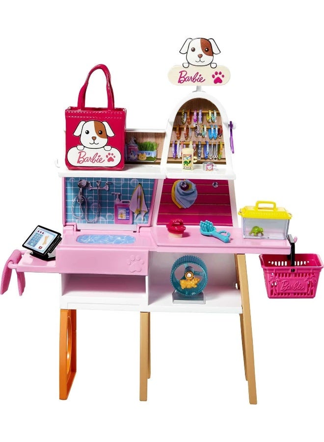 Barbie Doll and Pet Boutique Playset with 4 Pets and Accessories, for 3 to 7 Year Olds