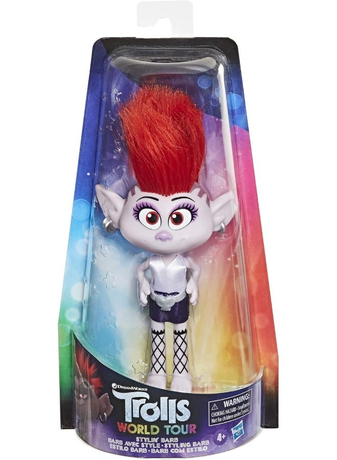 DreamWorks Trolls Stylin' Barb Fashion Doll with Removable Dress and Hair Accessory, Inspired by Trolls World Tour, Girls 4 Years and Up