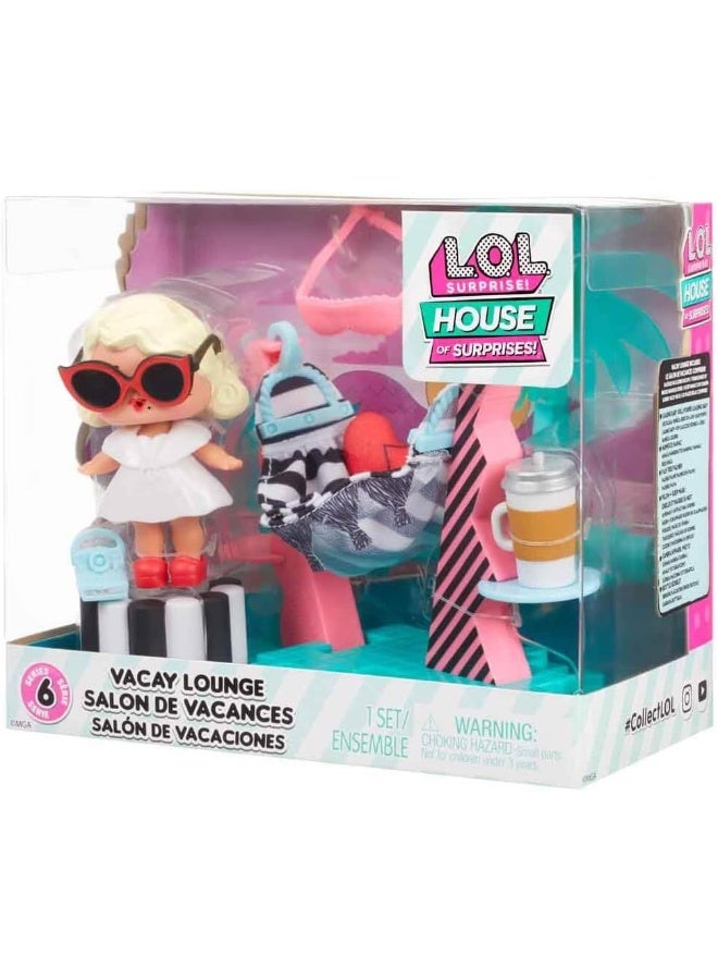 L.O.L. Surprise! Vacay Lounge Playset, OMG, Multicolor, 583790, Surprise Furniture Playset with Doll - Style 3