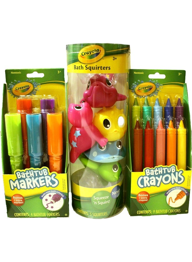 Crayola Bath Time Fun Bundle Including Bathtub Markers, Bathtub Crayons and Bath Squirters