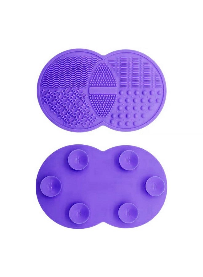 Makeup Brush Cleaning Mat, Silicone Makeup Brush Scrubber, Makeup Brush Cleaner Pad, Cosmetic Brush Cleaner, Brush Cleaning Pad, Suitable For Makeup Brush, Makeup Sponge, Powder Puff (Purple)