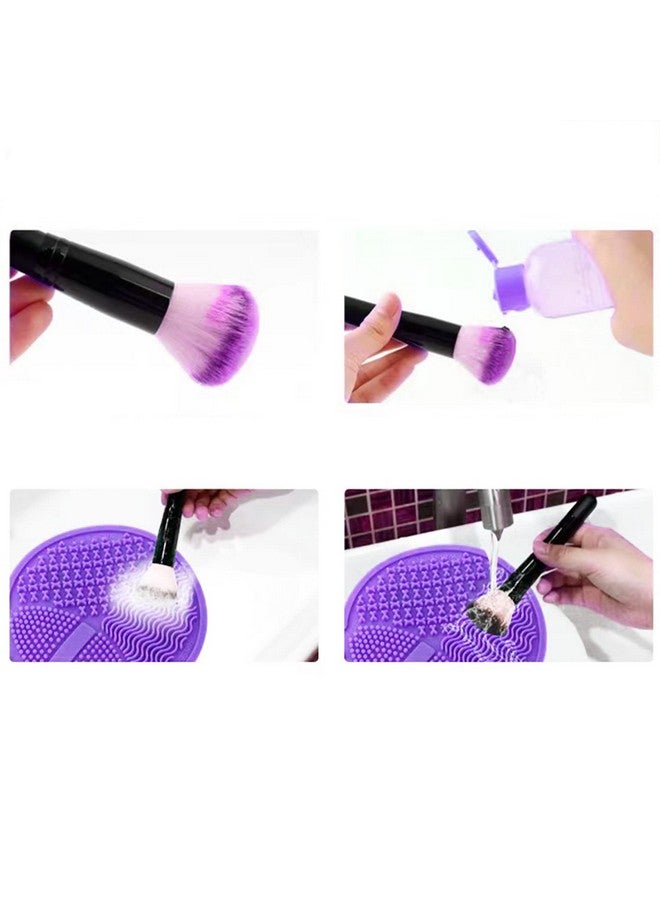 Makeup Brush Cleaning Mat, Silicone Makeup Brush Scrubber, Makeup Brush Cleaner Pad, Cosmetic Brush Cleaner, Brush Cleaning Pad, Suitable For Makeup Brush, Makeup Sponge, Powder Puff (Purple)