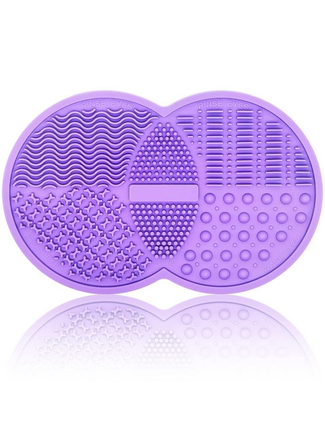 Makeup Brush Cleaning Mat, Silicone Makeup Brush Scrubber, Makeup Brush Cleaner Pad, Cosmetic Brush Cleaner, Brush Cleaning Pad, Suitable For Makeup Brush, Makeup Sponge, Powder Puff (Purple)