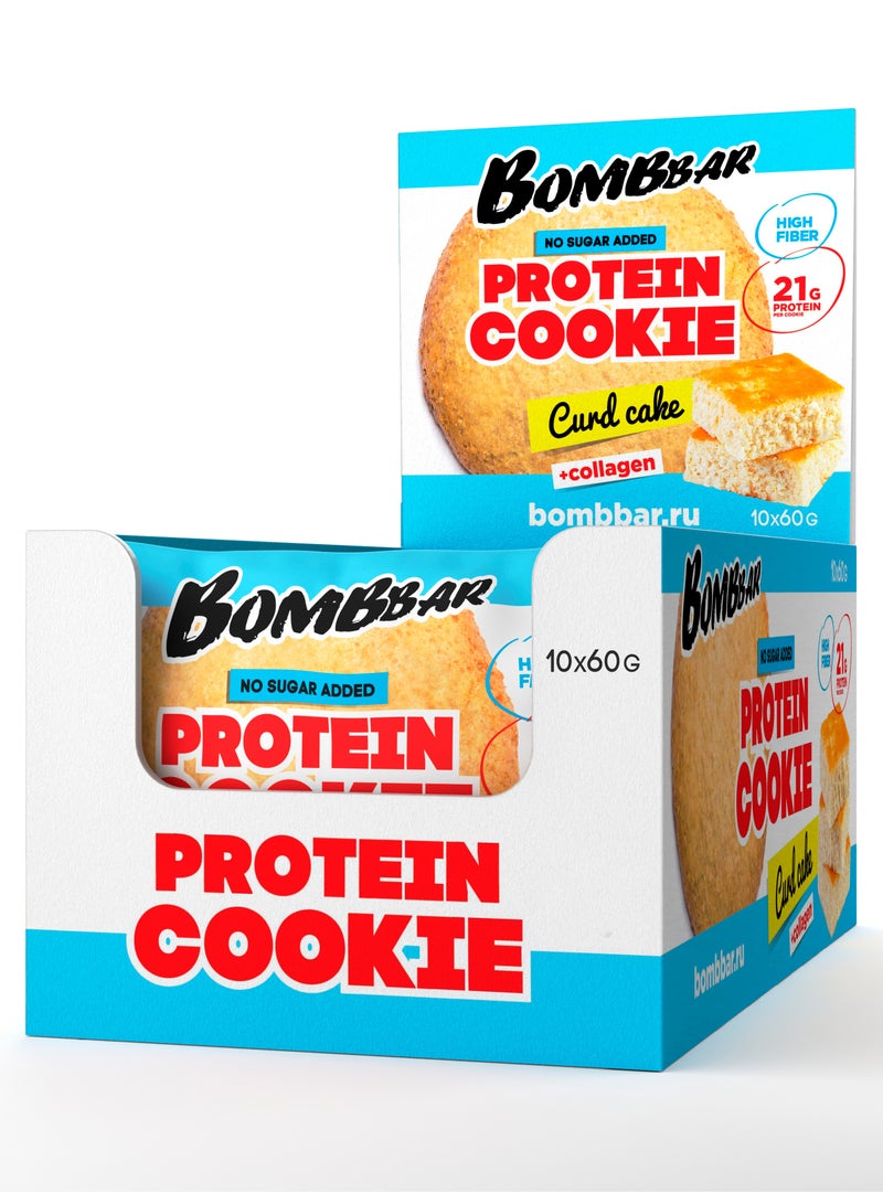 Collagen Protein Cookie with Curd Cake High Fiber and No Sugar Added 10x60g