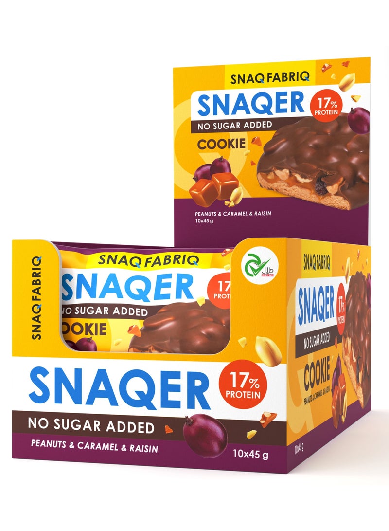 Snaqer Protein Cookie with Peanuts, Caramel and Raisin No Sugar Added 10x45g