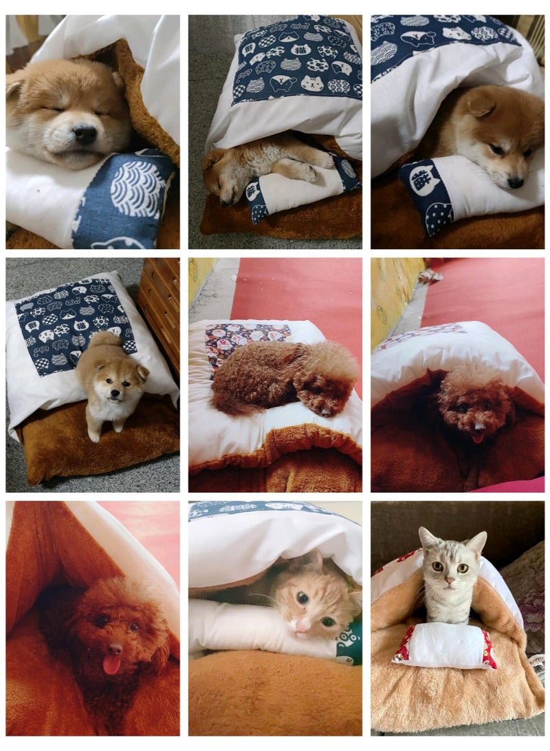 Japanese Style Cat Sleeping Bag, Fluffy Warm Cat Bed, Removable Cat Mat, Washable Pet Litter, Cat Cave, Small Pet Bed for Cats, Dogs