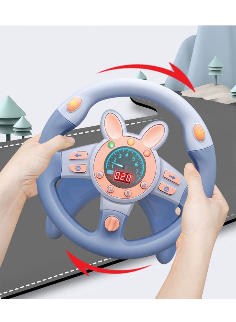 Steering Wheel Toy,Driving Steering Wheel Toy for Kids Backseat,Interactive Educational Learning Sensory Toy with Vibration,Simulated Car Toys with Light Songs for Infant Preschool Kids Toddler Gifts