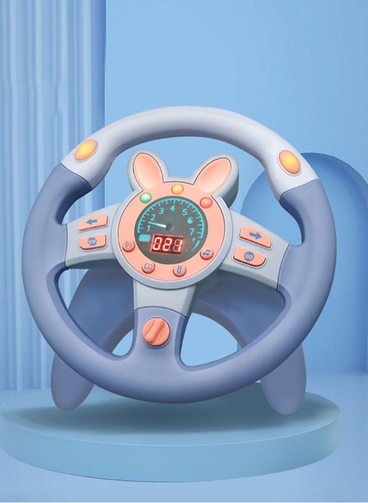 Steering Wheel Toy,Driving Steering Wheel Toy for Kids Backseat,Interactive Educational Learning Sensory Toy with Vibration,Simulated Car Toys with Light Songs for Infant Preschool Kids Toddler Gifts