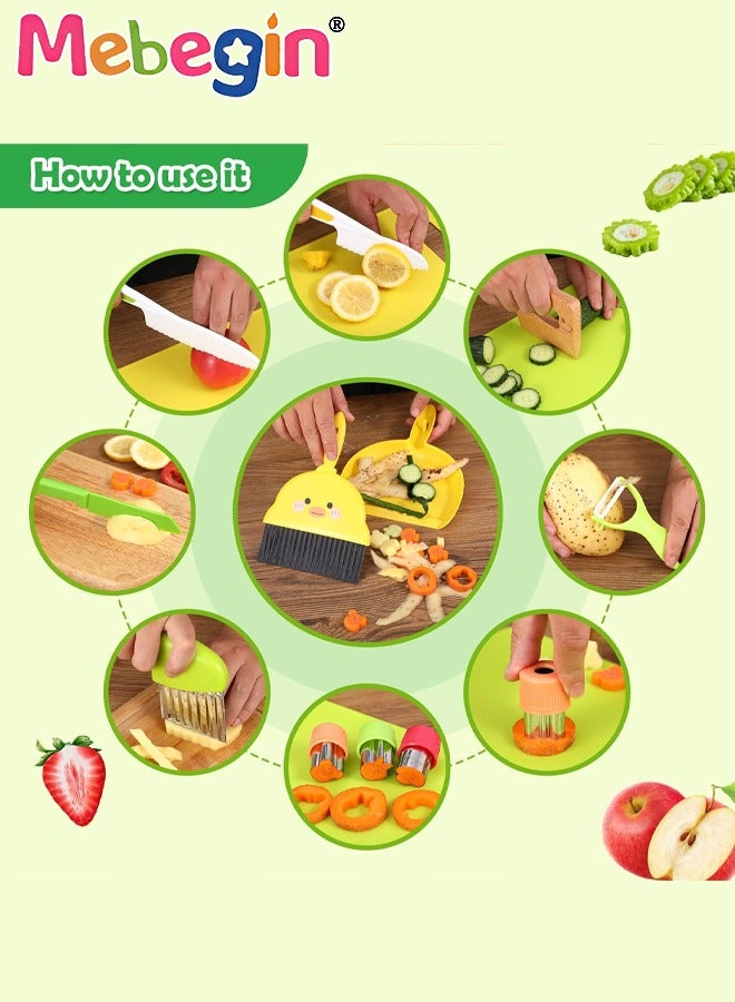 23 Pcs SafeKid Toddler Kitchen Set for Real Cooking,include Cutting Board Crinkle Cutters Cleaning Tools Apron,Montessori Kitchen Tool Toy for Girl Boy, Educational Gifts for Birthday Party