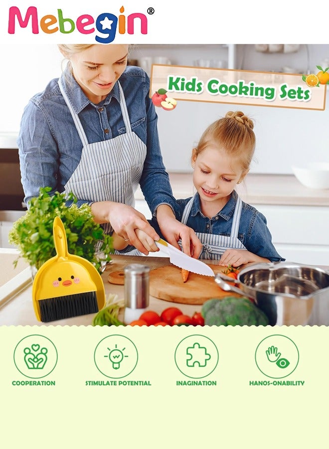 23 Pcs SafeKid Toddler Kitchen Set for Real Cooking,include Cutting Board Crinkle Cutters Cleaning Tools Apron,Montessori Kitchen Tool Toy for Girl Boy, Educational Gifts for Birthday Party
