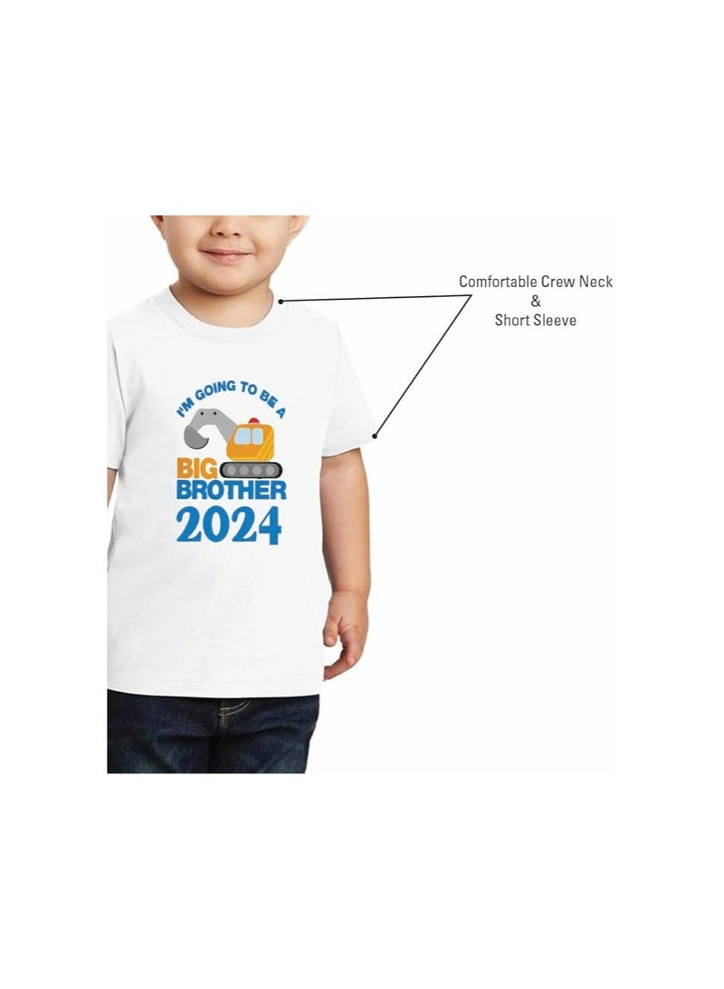 Big Brother Kids Boys T-Shirt - Round Neck, Short Sleeve, Soft and Comfortable Tshirt - Big Brother Announcement Tee for Boys with Fun Big Brother Design