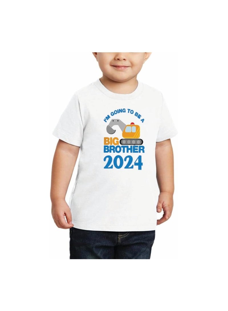 Big Brother Kids Boys T-Shirt - Round Neck, Short Sleeve, Soft and Comfortable Tshirt - Big Brother Announcement Tee for Boys with Fun Big Brother Design