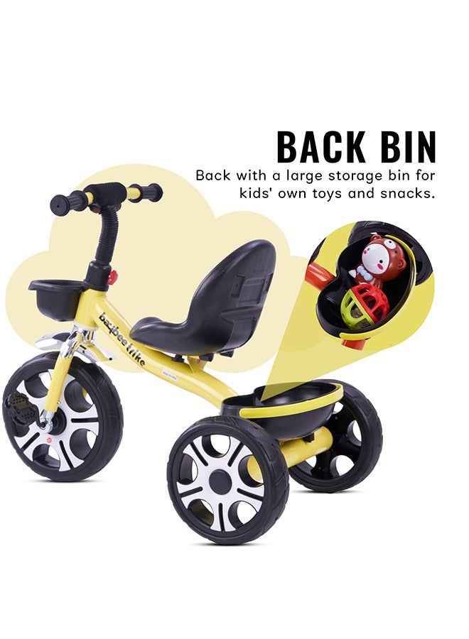 Baybee Coaster Tricycle for Kids Baby Smart Plug and Play Kids Tricycle Cycle with Front & Rear Storage Baskets 3 Wheels Tricycle Bicycle Baby Tricycle Cycle for Kids 2 to 5 Years Boy Girl Yellow