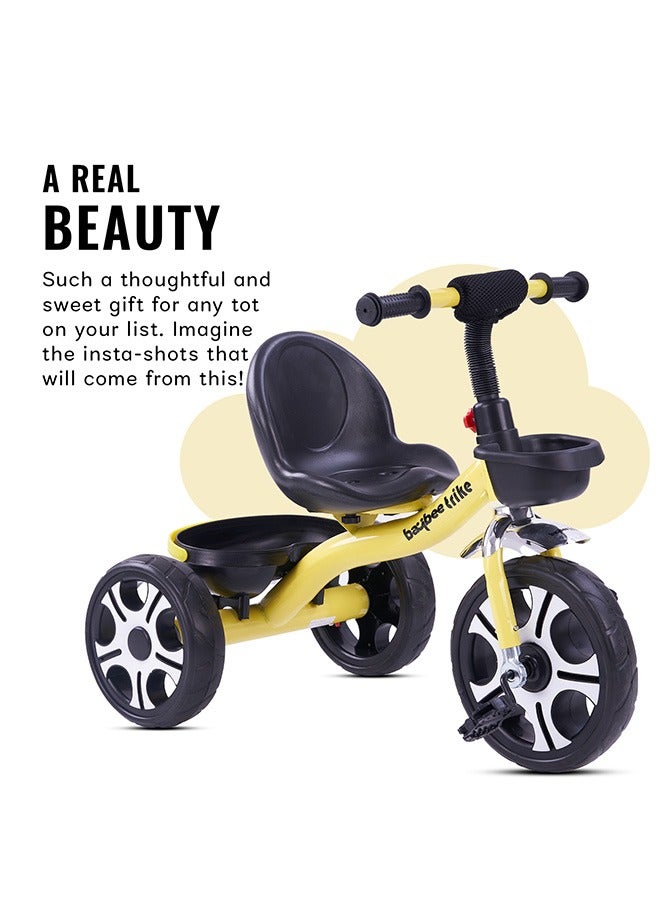 Baybee Coaster Tricycle for Kids Baby Smart Plug and Play Kids Tricycle Cycle with Front & Rear Storage Baskets 3 Wheels Tricycle Bicycle Baby Tricycle Cycle for Kids 2 to 5 Years Boy Girl Yellow