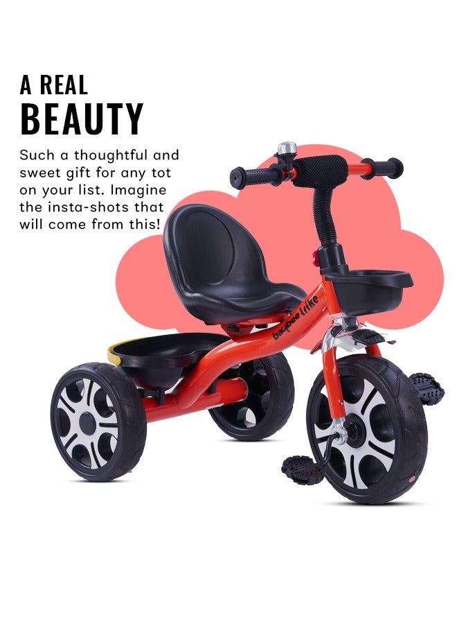 Baybee Coaster Tricycle for Kids Baby Smart Plug and Play Kids Tricycle Cycle with Front & Rear Storage Baskets 3 Wheels Tricycle Bicycle Baby Tricycle Cycle for Kids 2 to 5 Years Boy Girl Red