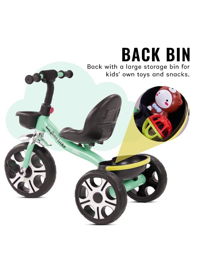 Baybee Coaster Tricycle for Kids Baby Smart Plug and Play Kids Tricycle Cycle with Front & Rear Storage Baskets 3 Wheels Tricycle Bicycle Baby Tricycle Cycle for Kids 2 to 5 Years Boy Girl Green