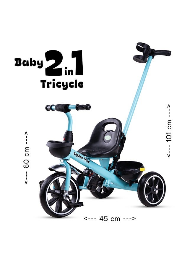 Baybee 2 In 1 Hero Baby Tricycle For Kids  Smart Plug And Play Kids Tricycle Cycle With Parental Push Handle & Storage Baskets Baby Tricycle Cycle For Kids 2 To 5 Years Boy Girl Blue