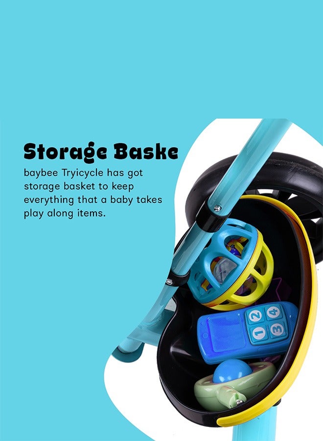 Baybee 2 In 1 Hero Baby Tricycle For Kids  Smart Plug And Play Kids Tricycle Cycle With Parental Push Handle & Storage Baskets Baby Tricycle Cycle For Kids 2 To 5 Years Boy Girl Blue