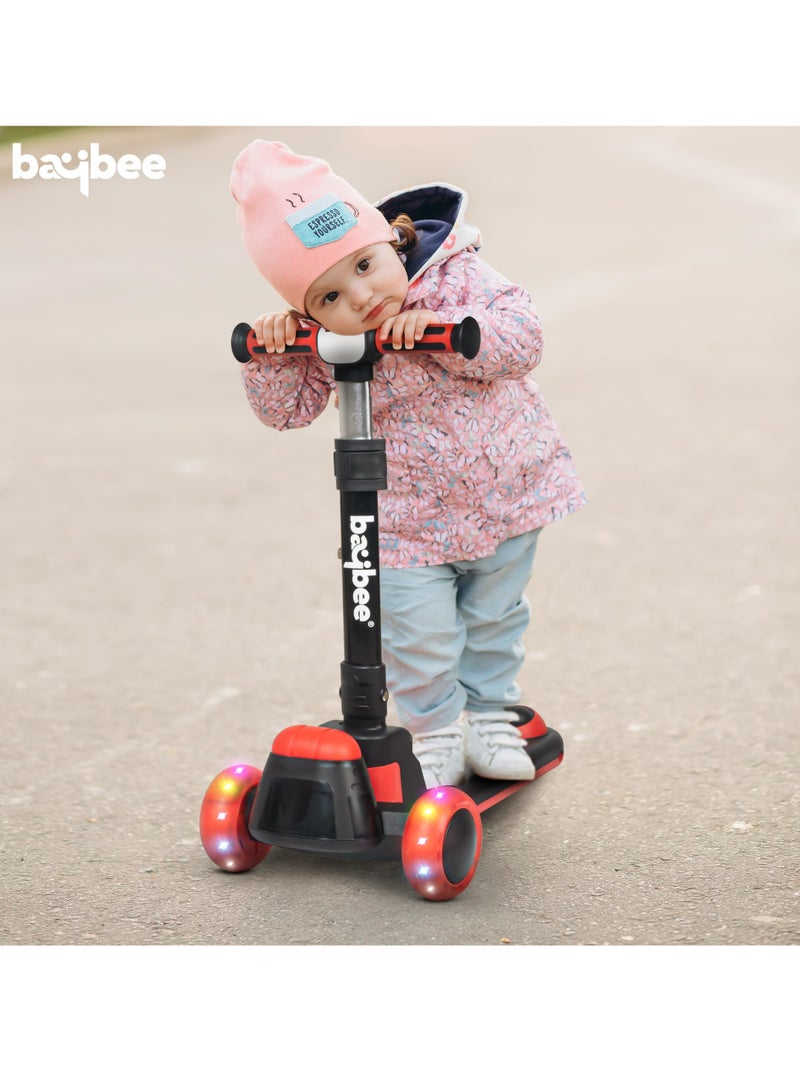 Baybee Kick Scooter for Kids, 3 Wheel Kids Scooter with Foldable and Height Adjustable Handle, Runner Scooter with LED PU Wheels, Skate Scooter for Kids 3+ Years Boys Girls